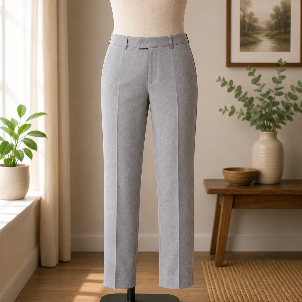 *DAMAGED* Hugo Boss Dress Pants Mens 35x32 Grey‎ Flat Front Tailored Trousers